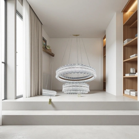 Transparent crystal circular pendant lamp, modern and simple ceiling lamp for living room, dining room and bedroom Transparent crystal circular pendant lamp, modern and simple ceiling lamp for living room, dining room and bedroom